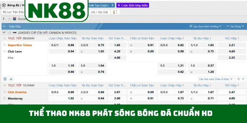 Thể thao NK88 phát sóng bóng đá chuẩn HD